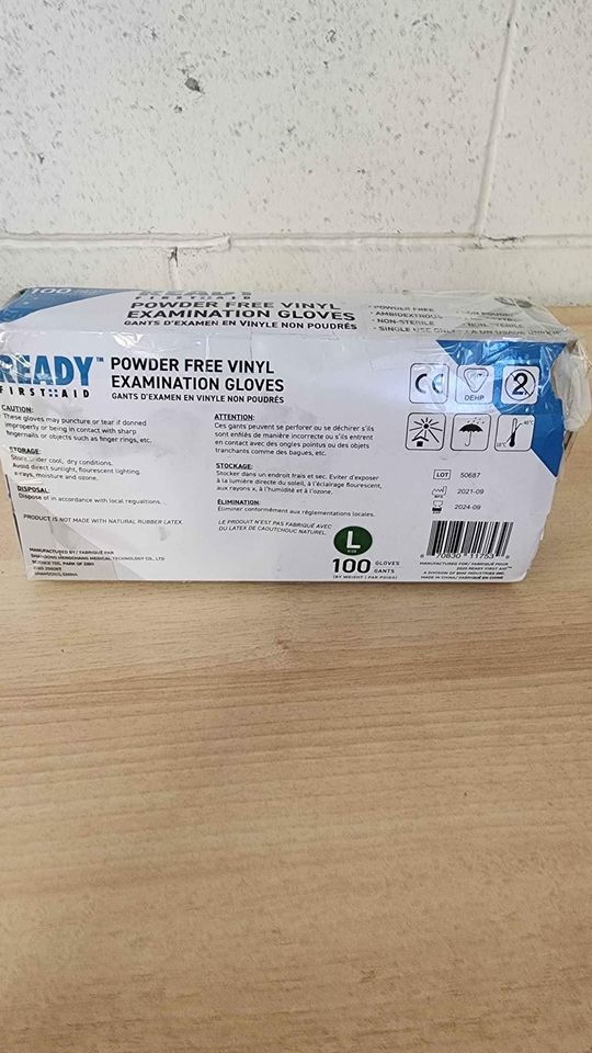 Ready First Aid Powder Free Vinyl Gloves