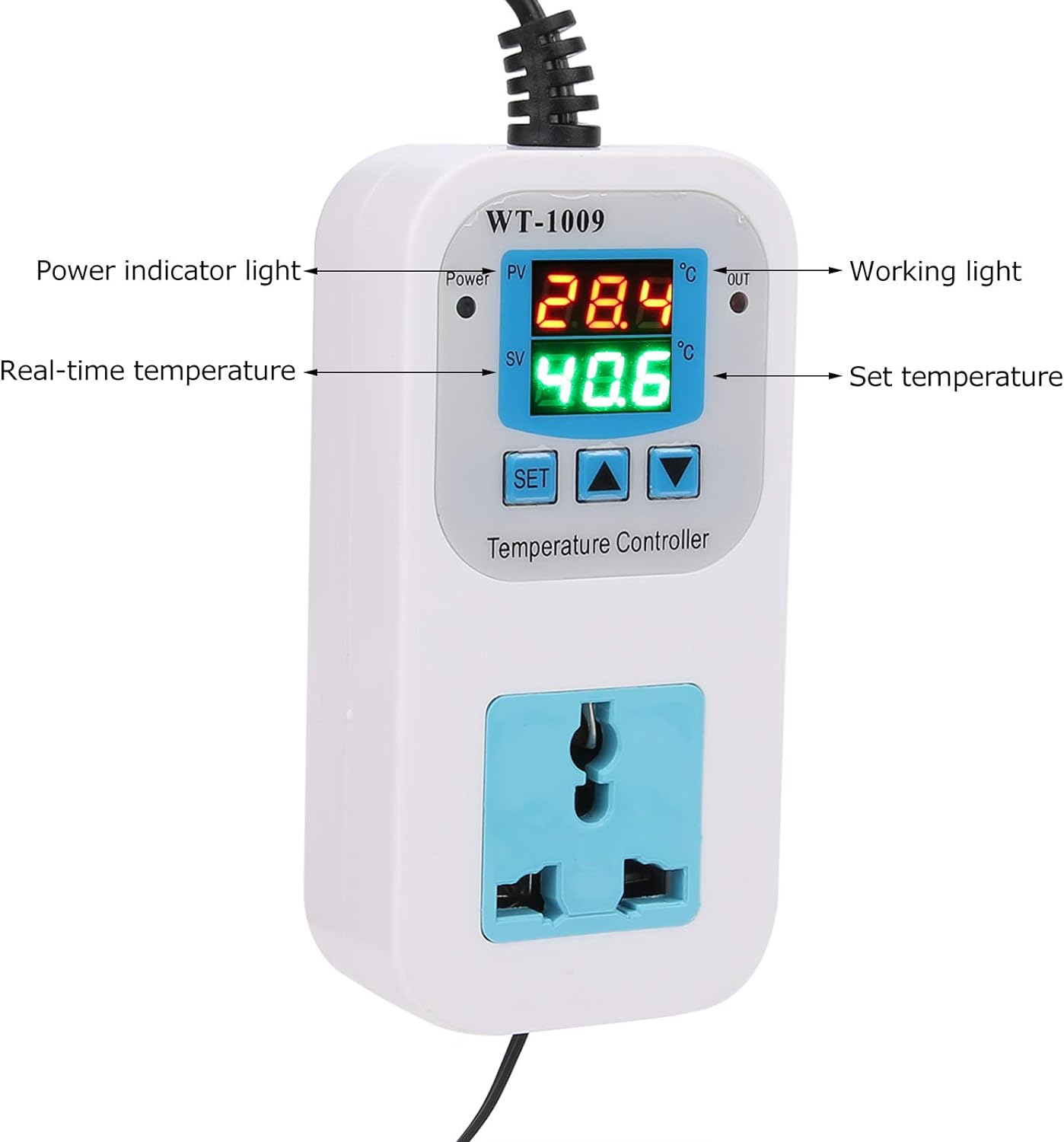 WT‑1009 Digital Temperature Controller 2-Stage Outlet Thermostat