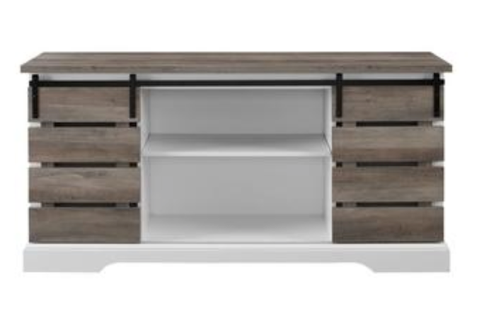 58" Farmhouse Sliding Door TV Stand