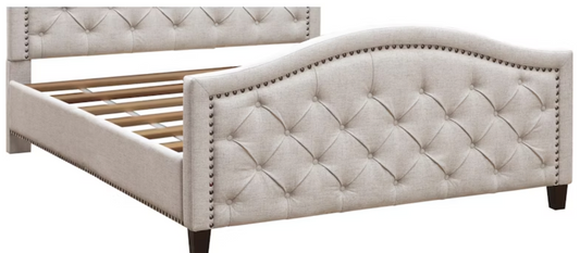 Button Tufted Upholstered Queen Footboard / Rails/ Slats